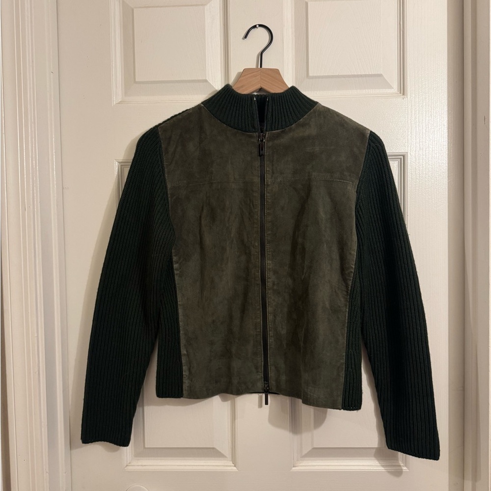 Valerie Stevens Vintage Genuine Suede/Wool Combo Bomber Jacket size PS